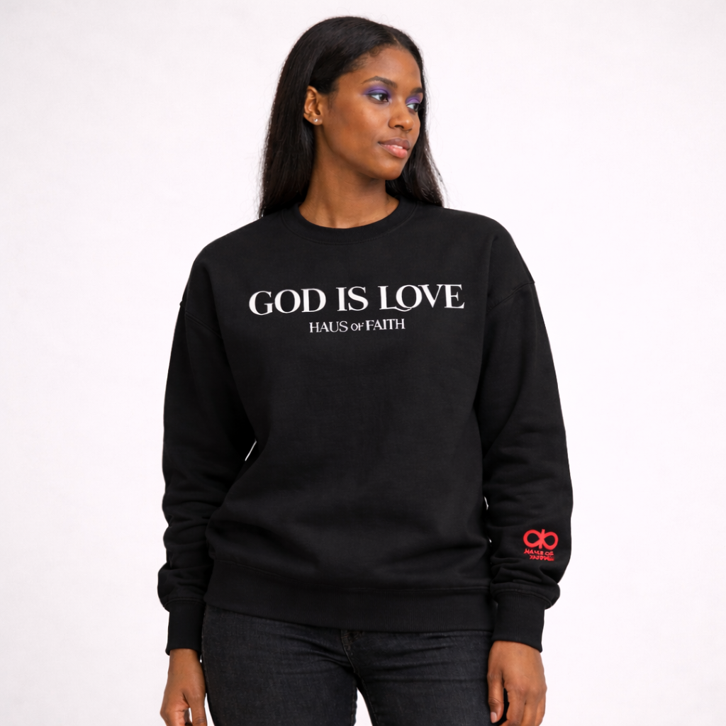 GOD IS LOVE Crewneck Sweatshirt- Black